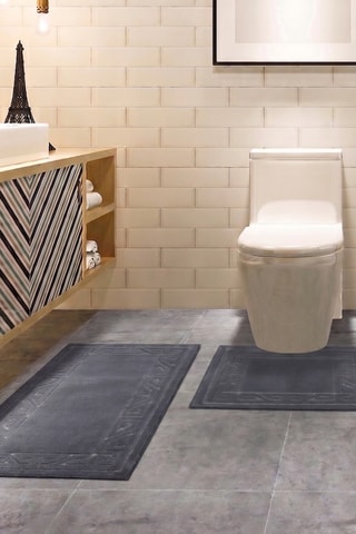 2 alfombras de baño - Gris - 50 x 60 cm
