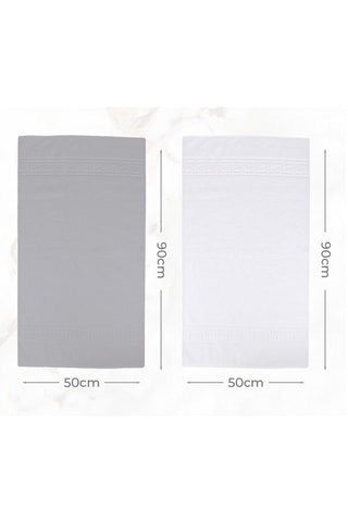 6 toallas de mano - Gris y blanco - 50 x 90 cm