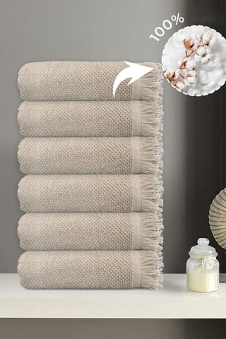 6 toallas de mano - Beige - 50 x 90 cm