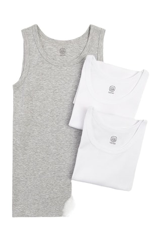 3 débardeurs en coton biologique - Blanc et gris chiné