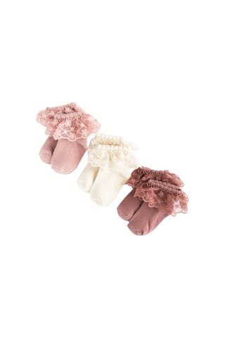 3 paires de chaussettes - Rose poudré et blanc
