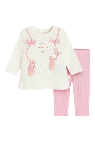 T-shirt en Legging - Wit en Roze
