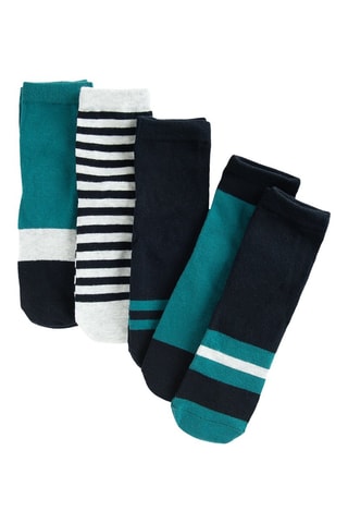 5 paires de chaussettes - Noir et vert émeraude