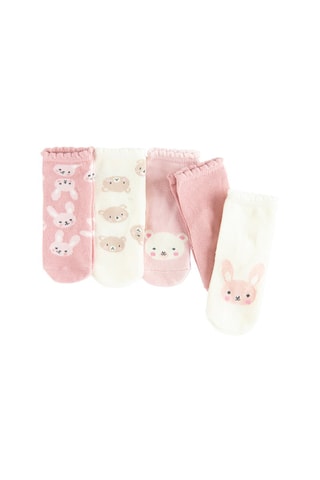 5 paires de chaussettes - Rose et blanc