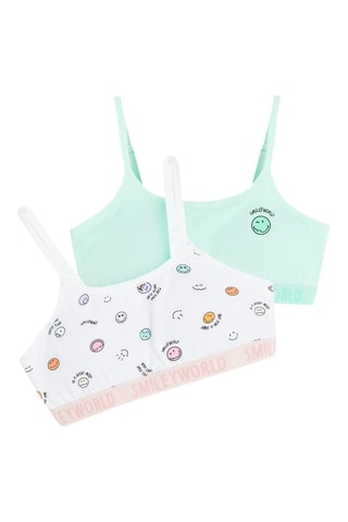 2 brassières push-up Smiley - Blanc et vert d’eau
