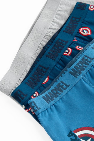 3 boxers Captain America Avengers Marvel - Gris chiné et bleu