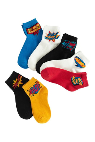 7 paires de chaussettes - Blanc, rouge et moutarde