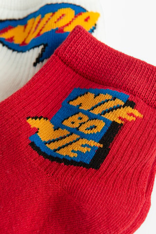 7 paires de chaussettes - Blanc, rouge et moutarde