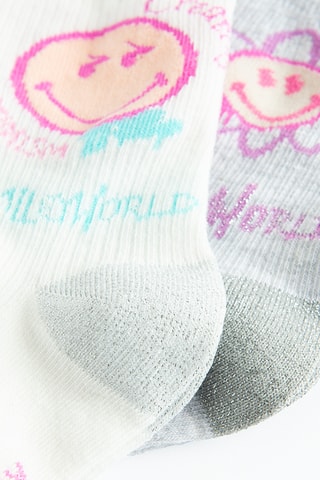 3 paires de chaussettes Smiley - Rose et blanc