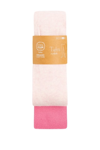 2 paires de collants en coton biologique - Rose