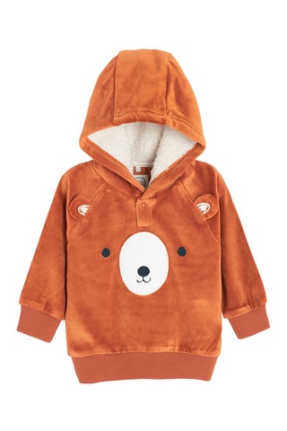 Sweat à capuche en velours - Marron