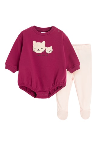 Body et pantalon - Bordeaux et rose poudré
