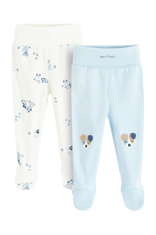 2 pantalons - Blanc et ciel