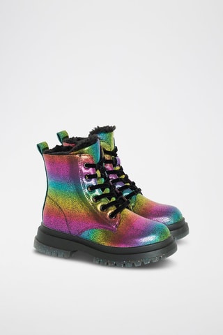 Bottines fourrées - Fuchsia et turquoise