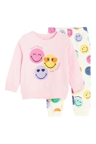 Pyjama Smiley - Rose et blanc