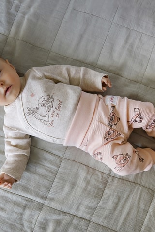 2 pantalons Bambi Disney - Rose et gris chiné