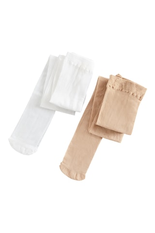 2 collants - 20 deniers - Beige et blanc