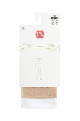 2 collants - 20 deniers - Beige et blanc