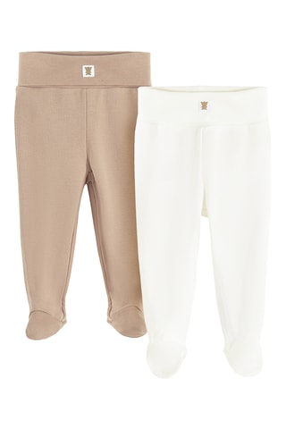 2 pantalons de pyjama - Beige et blanc