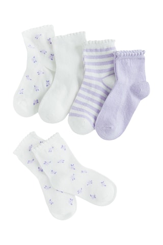 5 paires de chaussettes - Blanc et mauve