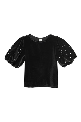 Velours blouse- Zwart
