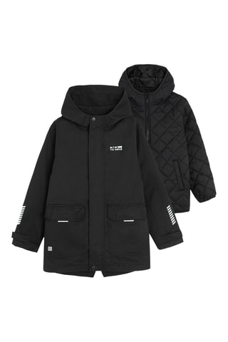 Parka à capuche 2-en-1 - Noir