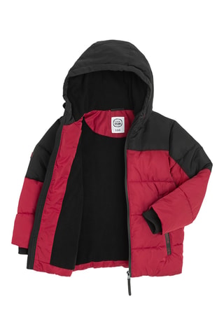 Doudoune à capuche - Noir et rouge