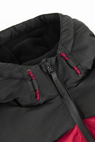Doudoune à capuche - Noir et rouge