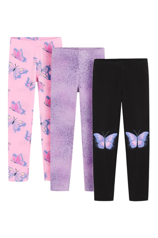 3 leggings - Rose et mauve