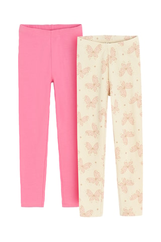 2 leggings - Ecru et rose