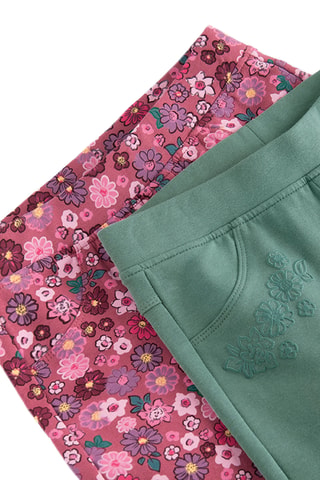 2 Jeggings - Fuchsia en Donkergroen