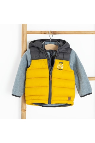 Doudoune sans manches à capuche et veste - Jaune et gris