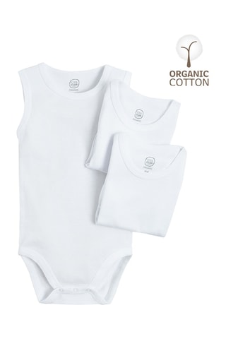 3 bodys en coton biologique - Blanc