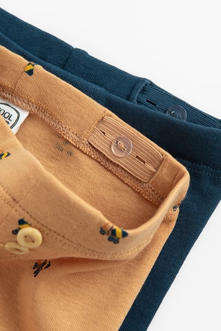 2 leggings - Bleu marine et marron clair