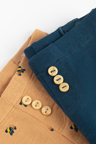 2 leggings - Bleu marine et marron clair