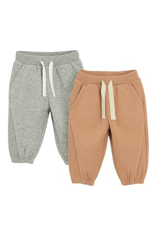 2 joggings - Gris clair chiné et camel