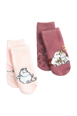 2 paires chaussettes antidérapantes Les Moomins - Rose