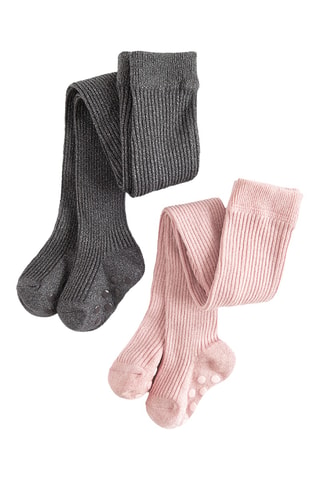 2 collants - Gris foncé et rose
