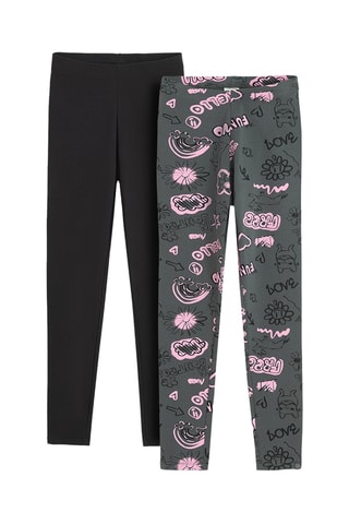 2 leggings - Noir et gris