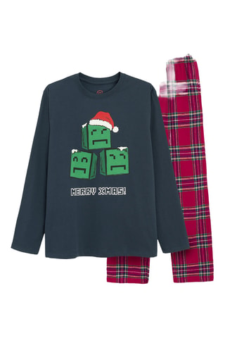 Pyjama Creeper Minecraft - Bleu marine et rouge