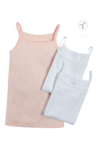 3 débardeurs en coton biologique - Ciel et rose