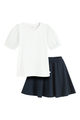 Blouse et jupe - Blanc et bleu nuit