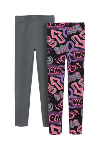 2 leggings - Anthracite et fuchsia