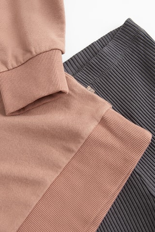 Sweat à capuche et pantalon en velours - Marron clair et gris foncé