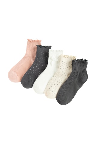 5 paires de chaussettes - Rose et gris foncé