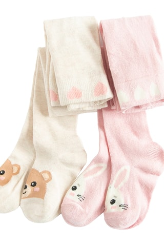 2 collants - Rose et beige