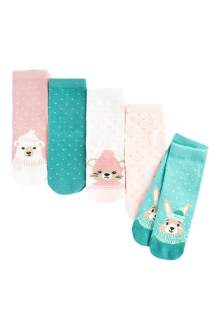 5 paires de chaussettes - Rose et turquoise