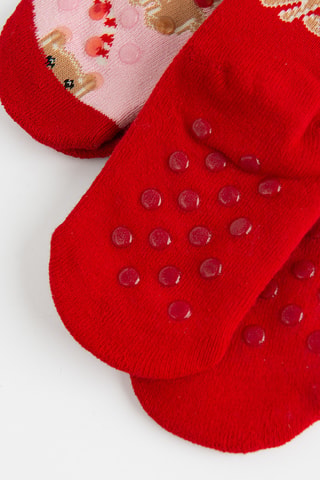 2 paires de chaussettes - Rose et rouge