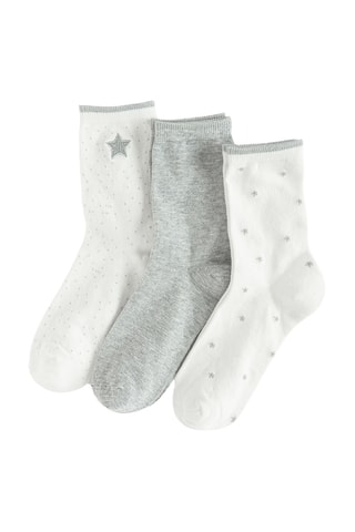 3 paires de chaussettes - Blanc et gris chiné