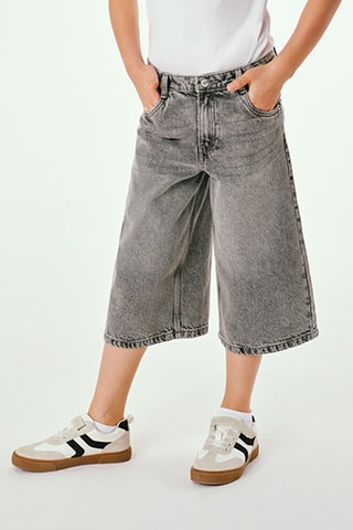 Short en jean - Gris